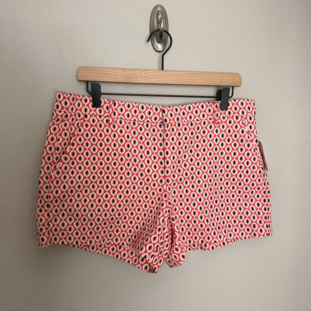 Joe Fresh Womens Sz 10 Red Blue White Shorts Cotton Geometric Print NWT